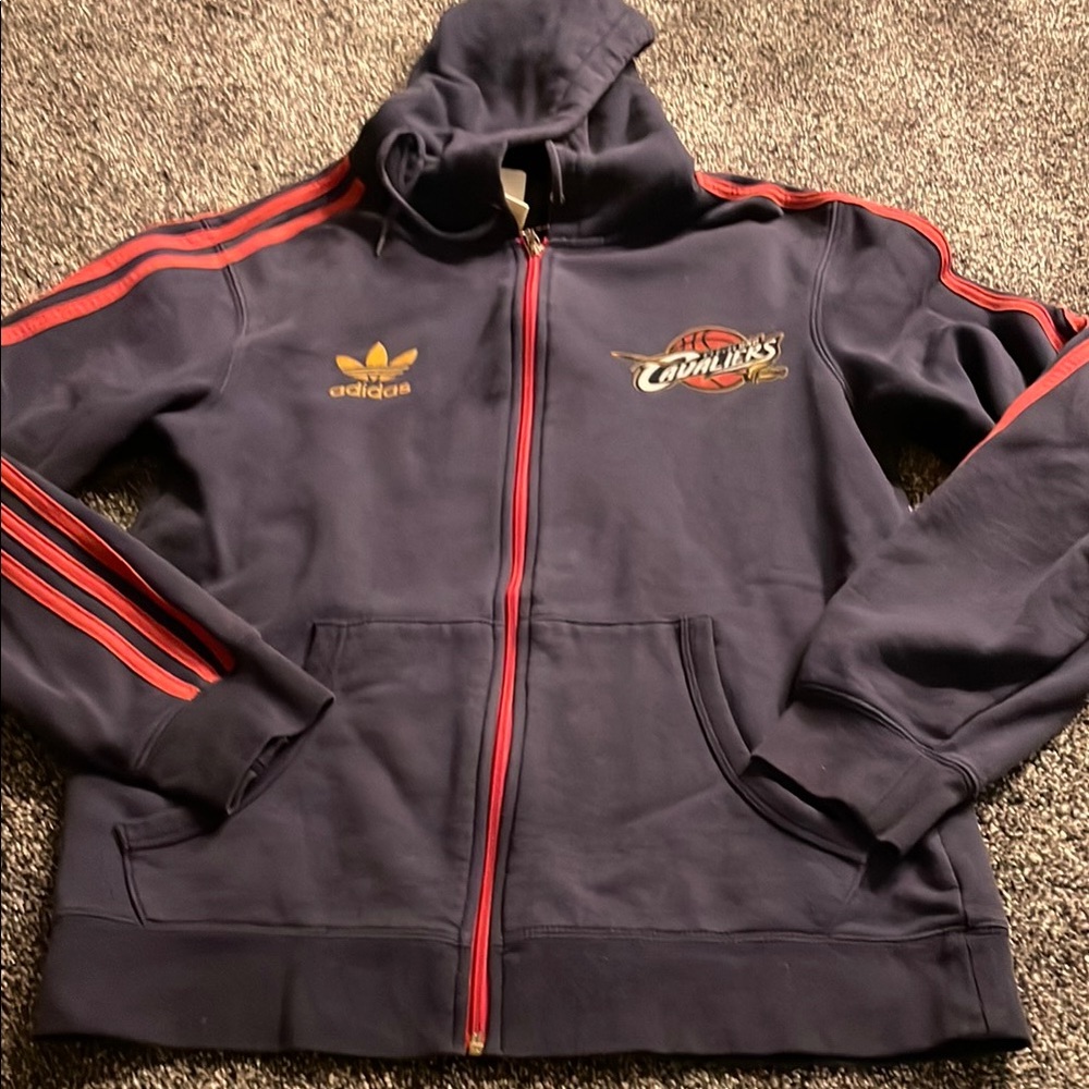 Adidas Cavaliers Navy Hoodie with Red Stripes